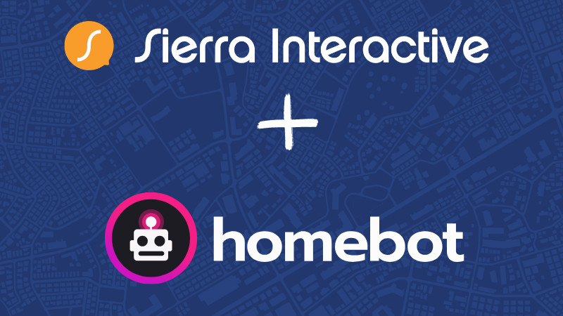 Sierra Interactive and Homebot logos with a plus sign, representing a partnership or integration between the two platforms