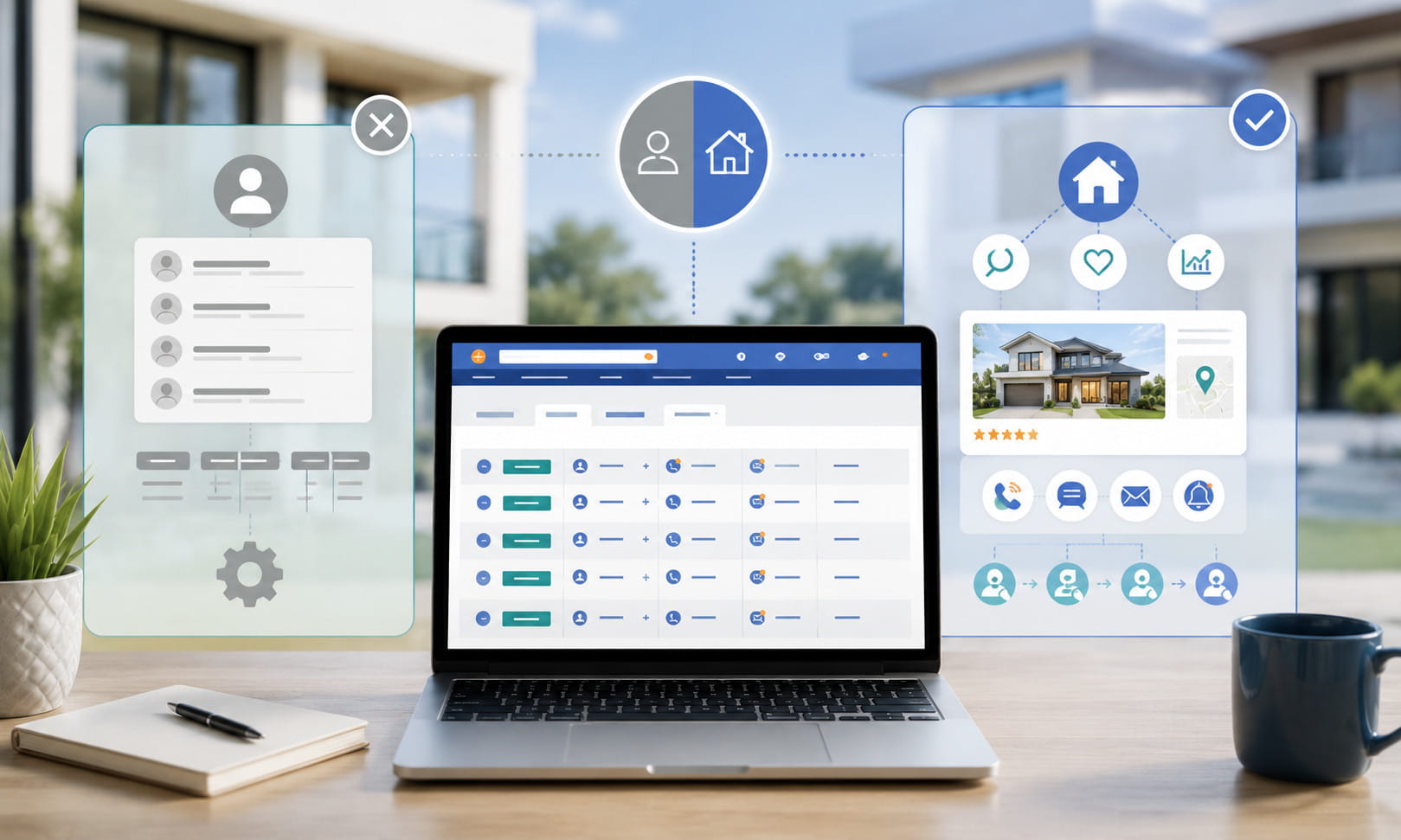 A side-by-side comparison of a general-purpose CRM and a real estate CRM connected to live MLS listing data